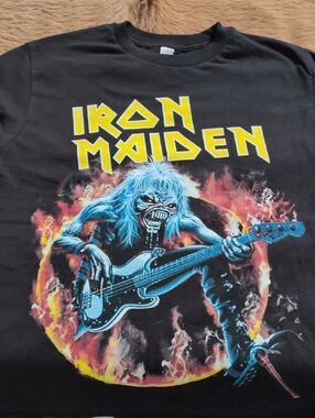 Iron Maiden Graphic Band Tee - Black with Yellow & Blue Artwork